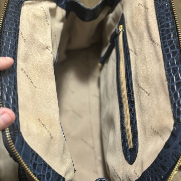 Brahmin Navy Crocodile Embossed Satchel - Picture 4 of 4